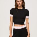 top cu mâneci scurte cu gât rotund femei Pepe Jeans negru 6Z0R46263