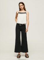 top din bumbac cu detalii croșetate femei Pepe Jeans mousse 6Z0R46335 - imagine 2