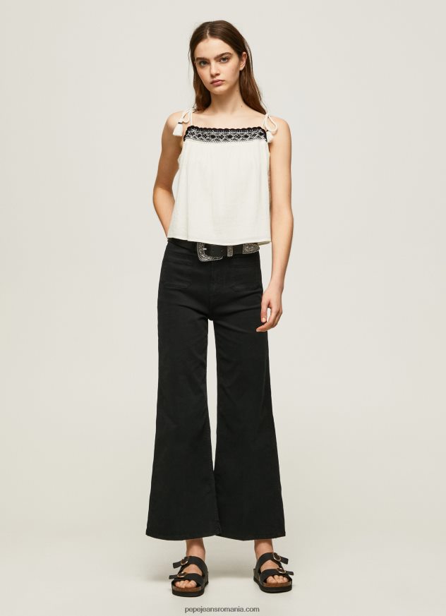 top din bumbac cu detalii croșetate femei Pepe Jeans mousse 6Z0R46335 - imagine 2