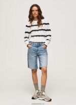 tricou ajurat cu model dungi femei Pepe Jeans mousse 6Z0R46251 - imagine 2