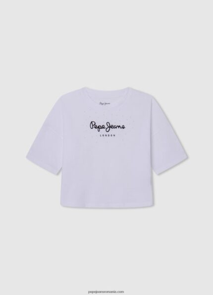 tricou boxy cu imprimeu cu logo fată Pepe Jeans alb 6Z0R461481
