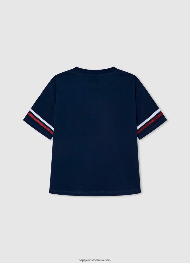 tricou boxy cu imprimeu cu logo fată Pepe Jeans ocean 6Z0R461448 - imagine 2
