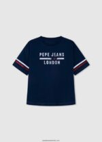 tricou boxy cu imprimeu cu logo fată Pepe Jeans ocean 6Z0R461448