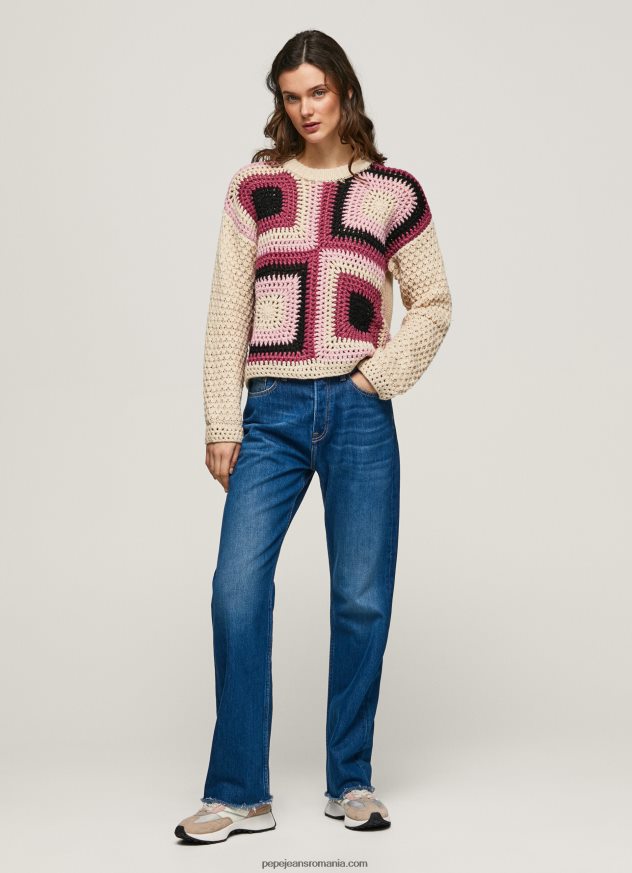 tricou croșetat cu gât Perkins femei Pepe Jeans piele de bivol 6Z0R46246 - imagine 4