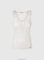 tricou cu decolteu cu volane femei Pepe Jeans alb 6Z0R46390 - imagine 5
