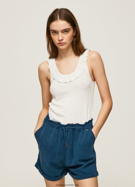 tricou cu decolteu cu volane femei Pepe Jeans alb 6Z0R46390