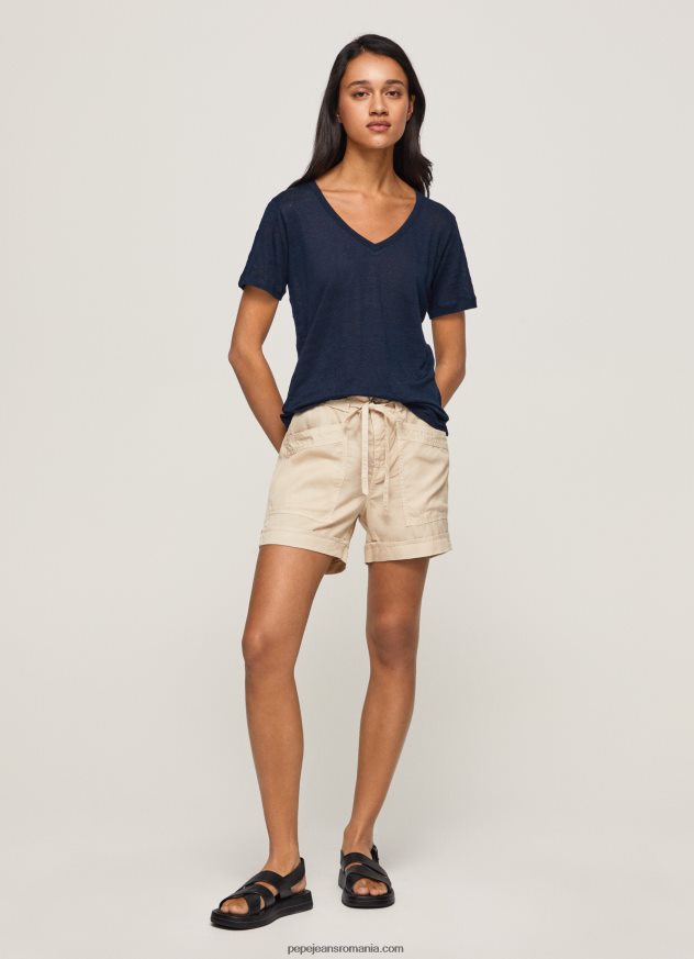 tricou cu decolteu în V din in femei Pepe Jeans dulwich 6Z0R46467 - imagine 2