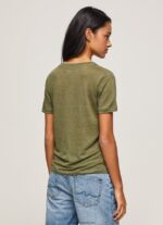 tricou cu decolteu în V din in femei Pepe Jeans gamă 6Z0R46468 - imagine 4