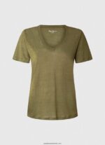tricou cu decolteu în V din in femei Pepe Jeans gamă 6Z0R46468 - imagine 5