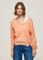Tricou cu decolteu în V femei Pepe Jeans piersică 6Z0R46241 - imagine 2