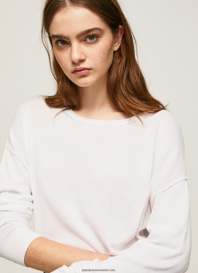 Tricou cu decor relaxat femei Pepe Jeans alb 6Z0R46256 - imagine 3