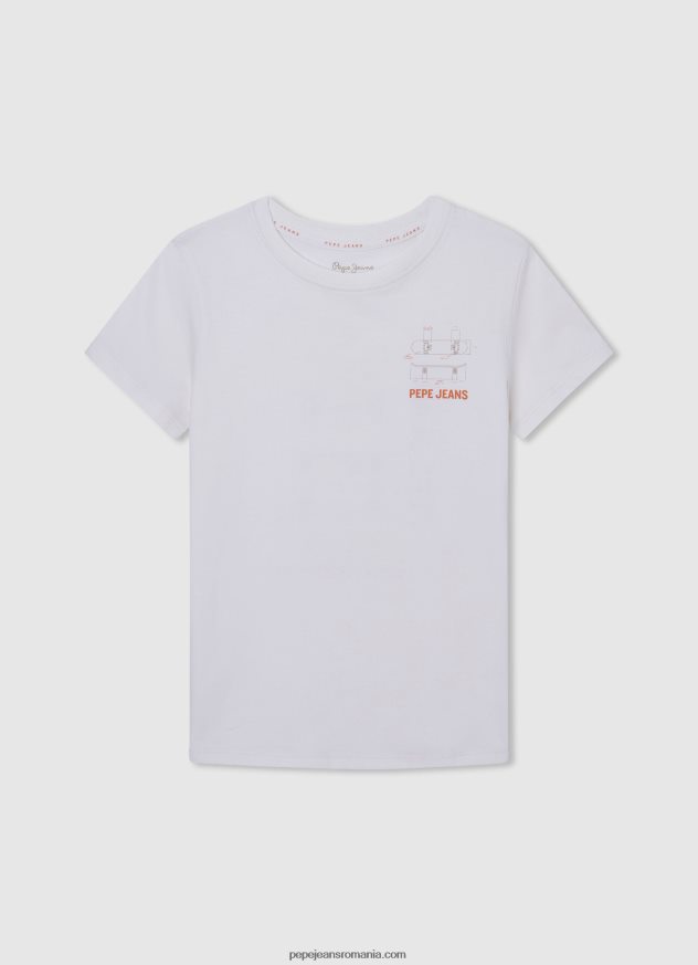 tricou cu efect decolorat băiat Pepe Jeans portocala de dovleac 6Z0R461621 - imagine 3