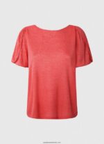 tricou cu guler barcă marmorat femei Pepe Jeans studio roșu 6Z0R46435 - imagine 5
