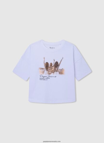 tricou cu ilustrații fată Pepe Jeans alb 6Z0R461439