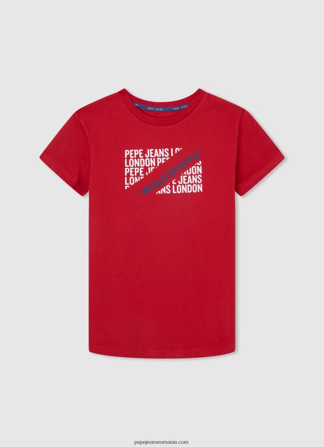 tricou cu imprimeu cu logo băiat Pepe Jeans studio roșu 6Z0R461647 - imagine 1