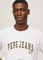 tricou cu imprimeu cu logo bărbați Pepe Jeans alb 6Z0R46970 - imagine 3