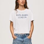 tricou cu imprimeu cu logo femei Pepe Jeans alb 6Z0R46378