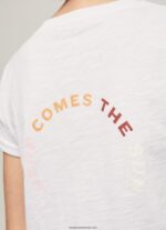 tricou cu imprimeu cu logo femei Pepe Jeans alb 6Z0R46381 - imagine 5