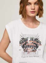 tricou cu imprimeu cu logo femei Pepe Jeans alb 6Z0R46445