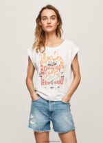 tricou cu imprimeu cu logo femei Pepe Jeans alb 6Z0R46463