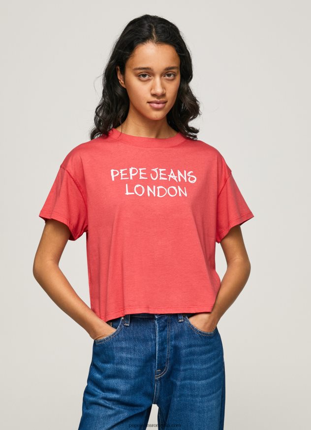 tricou cu imprimeu cu logo femei Pepe Jeans studio roșu 6Z0R46379 - imagine 1
