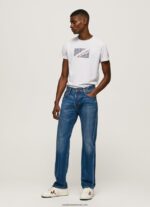 tricou cu imprimeu cu logo marmorat bărbați Pepe Jeans alb 6Z0R46987 - imagine 2