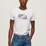 tricou cu imprimeu cu logo marmorat bărbați Pepe Jeans alb 6Z0R46987