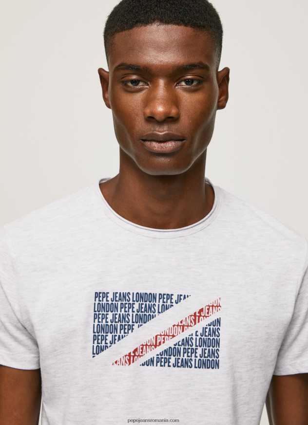 tricou cu imprimeu cu logo marmorat bărbați Pepe Jeans alb 6Z0R46987 - imagine 3