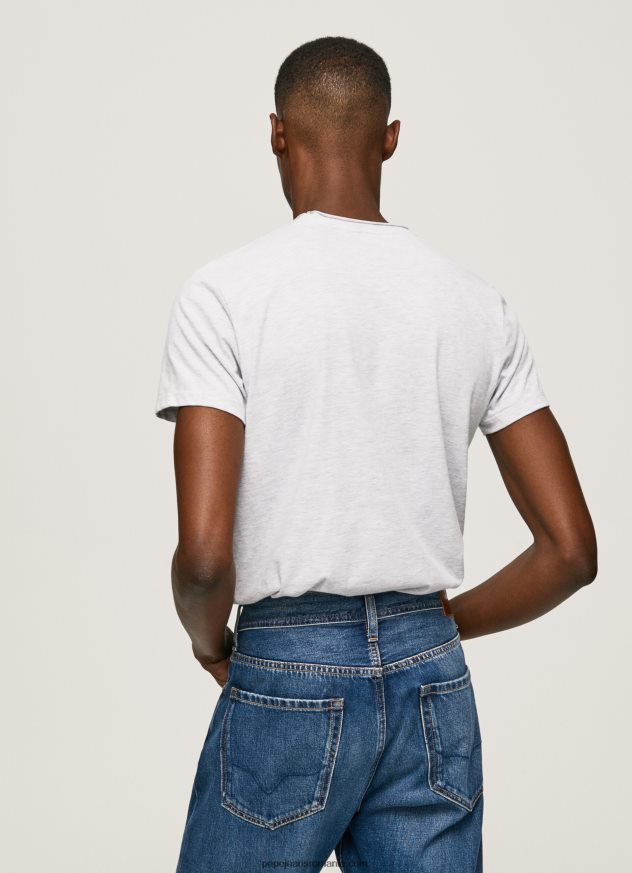 tricou cu imprimeu cu logo marmorat bărbați Pepe Jeans alb 6Z0R46987 - imagine 4