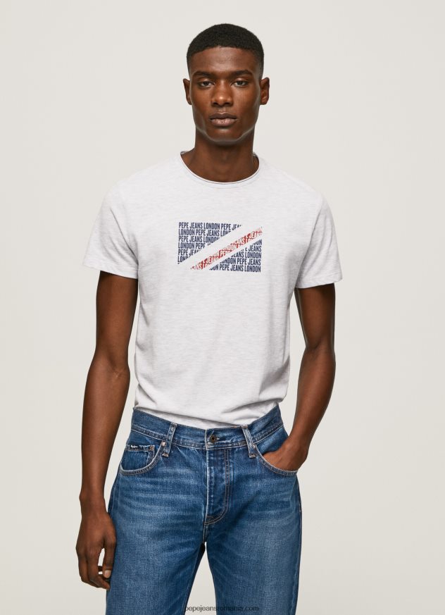 tricou cu imprimeu cu logo marmorat bărbați Pepe Jeans alb 6Z0R46987 - imagine 1