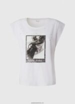 tricou cu imprimeu foto femei Pepe Jeans alb 6Z0R46387 - imagine 5