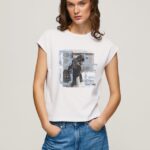 tricou cu imprimeu foto femei Pepe Jeans alb 6Z0R46410