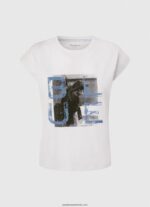 tricou cu imprimeu foto femei Pepe Jeans alb 6Z0R46410 - imagine 5