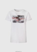 tricou cu imprimeu foto femei Pepe Jeans alb 6Z0R46432 - imagine 5