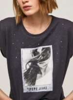 tricou cu imprimeu foto femei Pepe Jeans negru spalat 6Z0R46388 - imagine 3