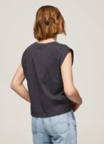 tricou cu imprimeu foto femei Pepe Jeans negru spalat 6Z0R46388 - imagine 4