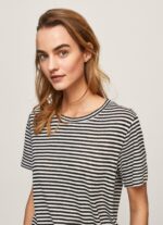 tricou cu imprimeu în dungi femei Pepe Jeans negru 6Z0R46459 - imagine 3