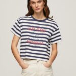 tricou cu imprimeu în dungi femei Pepe Jeans ocean 6Z0R46450
