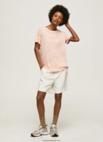 tricou cu imprimeu în dungi femei Pepe Jeans piersică 6Z0R46386 - imagine 2