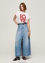 tricou cu imprimeu logo love femei Pepe Jeans alb 6Z0R46396 - imagine 2