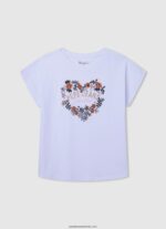 tricou cu imprimeu monocromatic fată Pepe Jeans alb 6Z0R461453 - imagine 3