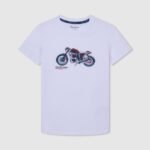 tricou cu imprimeu pentru motociclete băiat Pepe Jeans alb 6Z0R461644