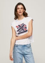 tricou cu imprimeu union jack femei Pepe Jeans alb 6Z0R46415