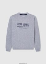 tricou cu logo brodat din bumbac băiat Pepe Jeans marnă cenușie 6Z0R461588