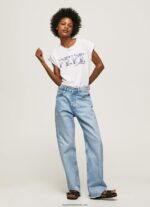 tricou cu logo brodat femei Pepe Jeans alb 6Z0R46433 - imagine 2
