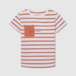 tricou cu logo cu buzunar frontal băiat Pepe Jeans portocala de dovleac 6Z0R461638