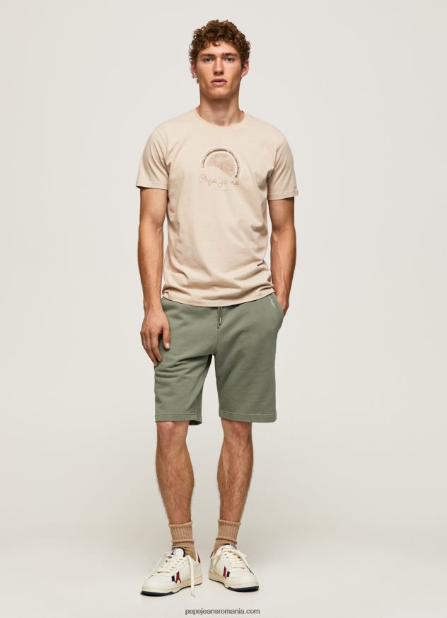 tricou cu logo cu efect uzat bărbați Pepe Jeans malţ 6Z0R46962 - imagine 2