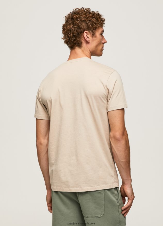 tricou cu logo cu efect uzat bărbați Pepe Jeans malţ 6Z0R46962 - imagine 4