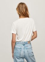 tricou cu logo cu imprimeu strass femei Pepe Jeans alb 6Z0R46451 - imagine 4