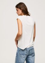 tricou cu logo cu mâneci pentru armhole femei Pepe Jeans alb 6Z0R46418 - imagine 5